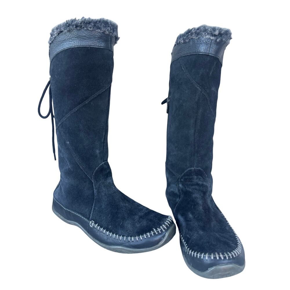 NorThe North Face Moccasin rimaloft Insulated Black Suede Boots US Size 9 th